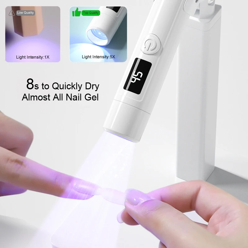 WEGOTTA- Mini secador de uñas led uv portátil lapiz,mini lampara uv led para uñas,linterna lavero led y uv recargable