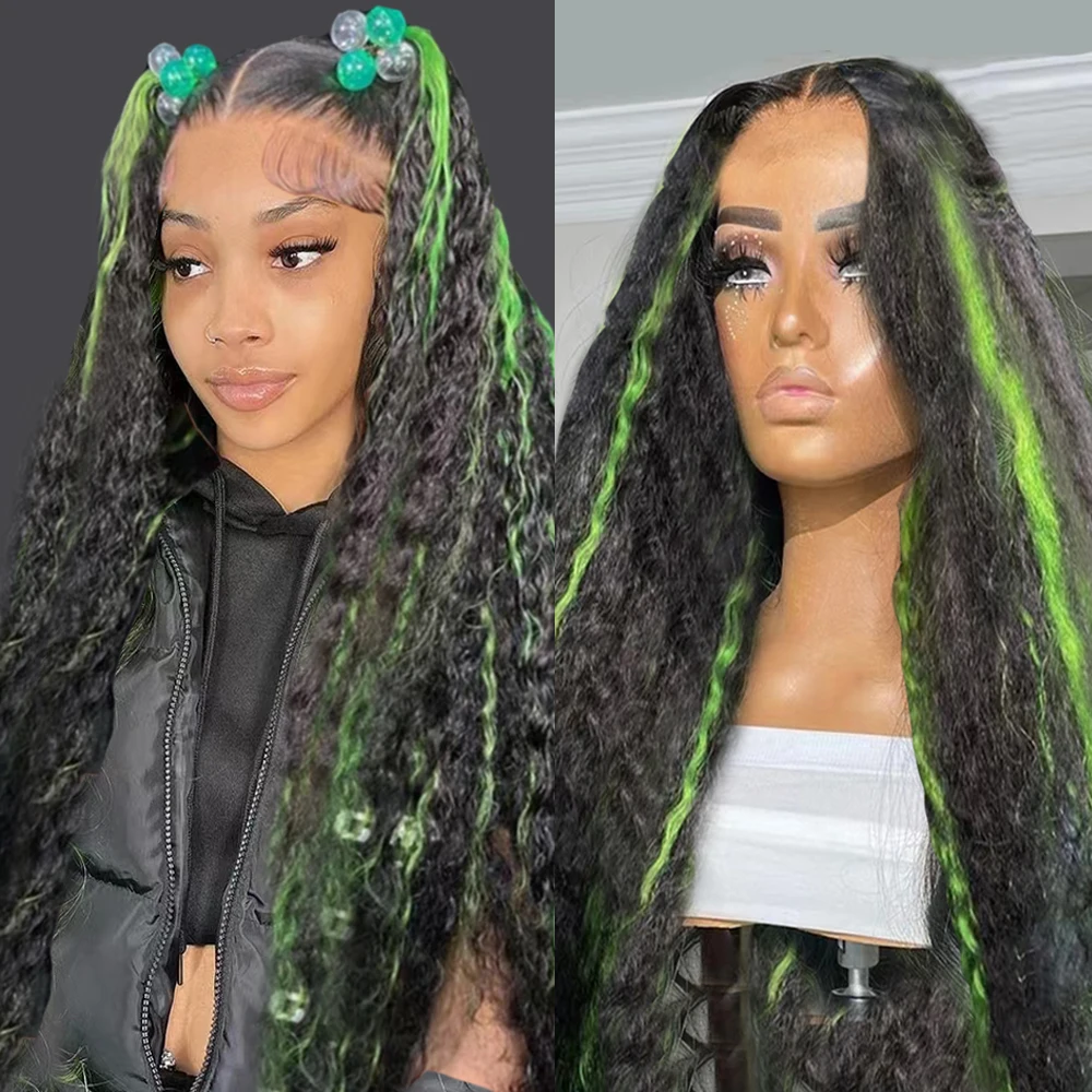 

13x4 1B/Green Lace Front Wig Human Hair 13x6 HD Deep Wave Lace Frontal Wig Human Hair for Women 200 Density Pre Plucked Wig