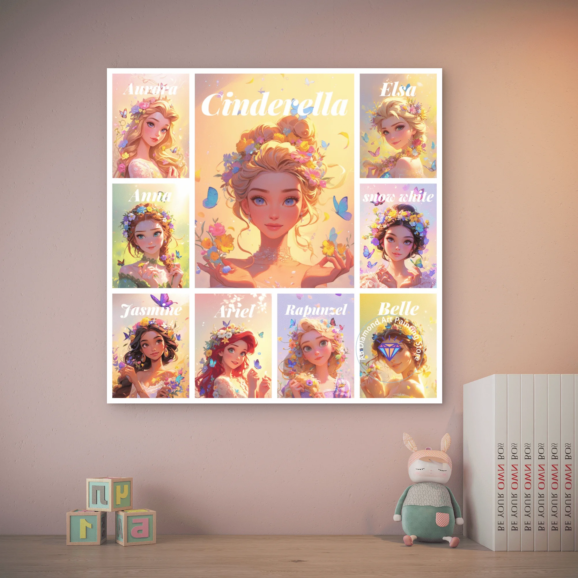

New Series Flower Anime Princess AB Diamond Painting Kit 5D DIY Diamond Embroidery Cross Handmade Art Gift Home Decoration