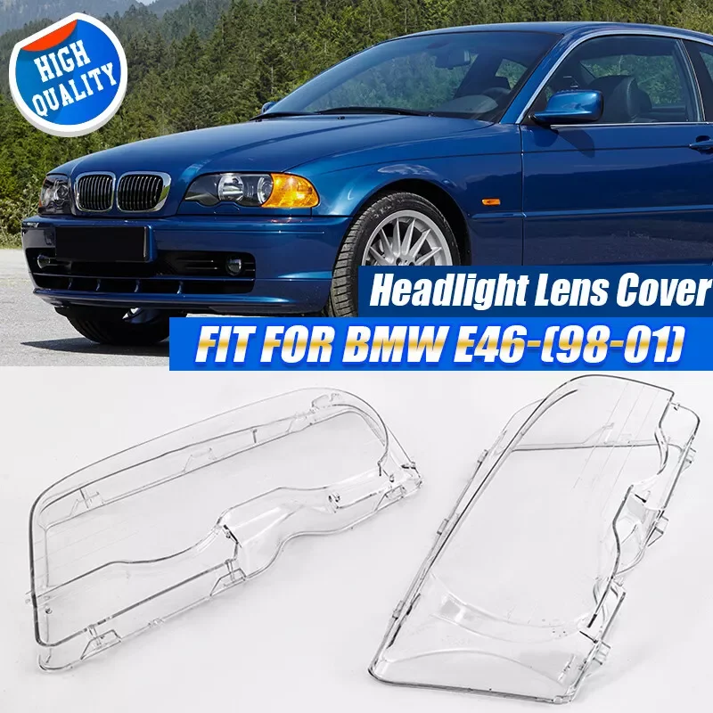 2 Door Headlight Clear Lens Cover Lampshade Headlamp Clear Shell For BMW 3 Series E46 2DR 1999-2003 M3 2001-2006 Headlamp Cover