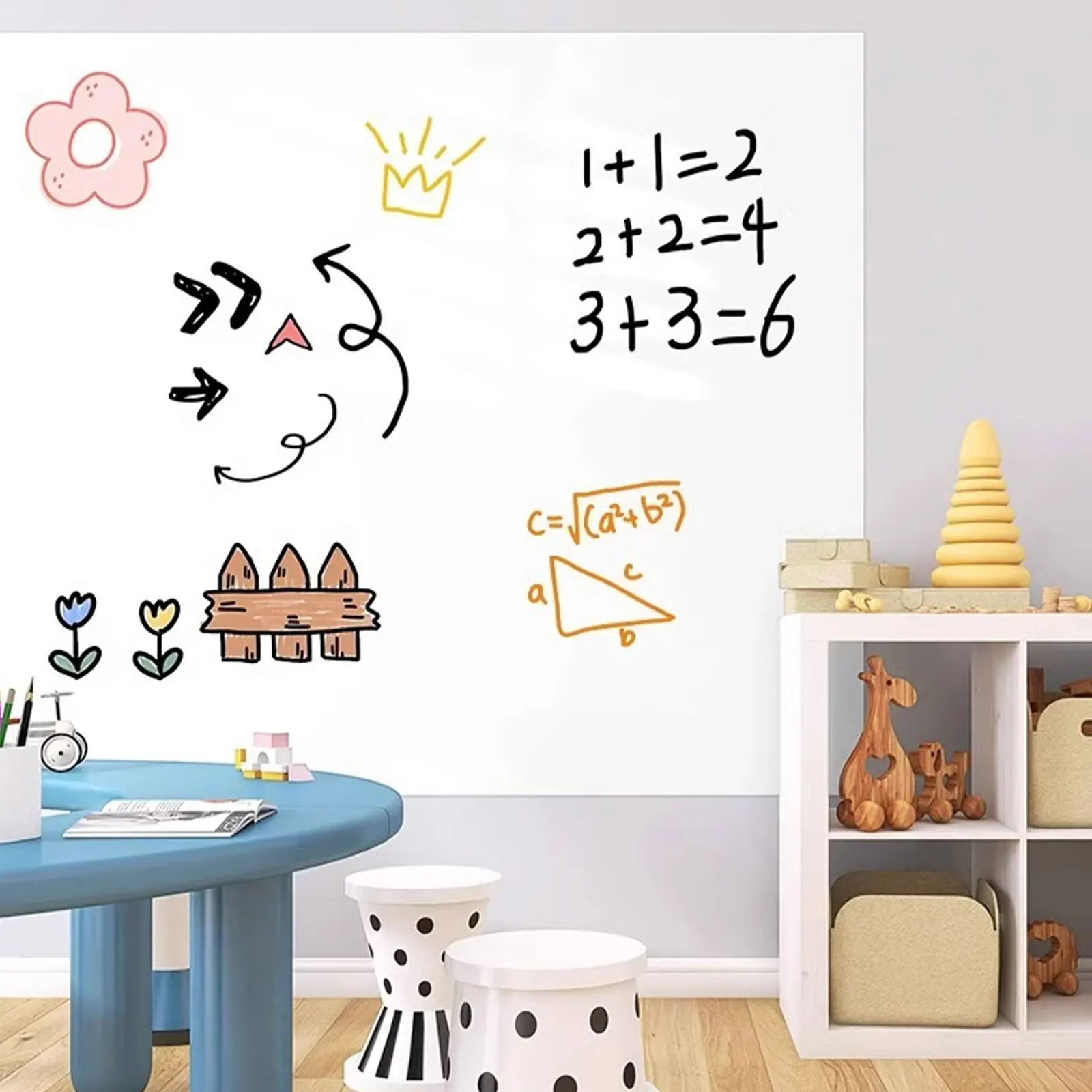 1Set Whiteboard Droog Wissen Graffiti Tekentafel Voor Kinderen Verwijderbare Uitwisbare Schrijfbord Elektrostatische Whiteboard Sticker