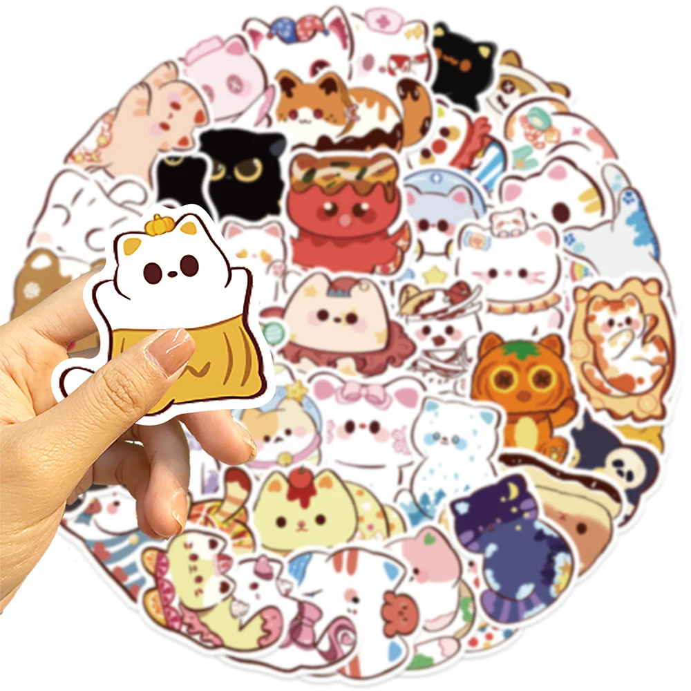10/30/50pcs Kawaii Cartoon Cat Creative Stickers Waterproof DIY Motorcycle Suitcase Notebook Bike Cute Graffiti Sticker for Gift