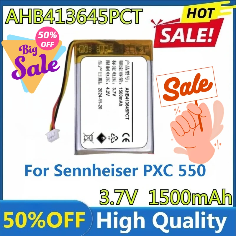 

New AHB413645PCT High Quality Replaceable 1500mAh 1200mAh 3.7V Battery Wireless Headset for Sennheiser PXC 550