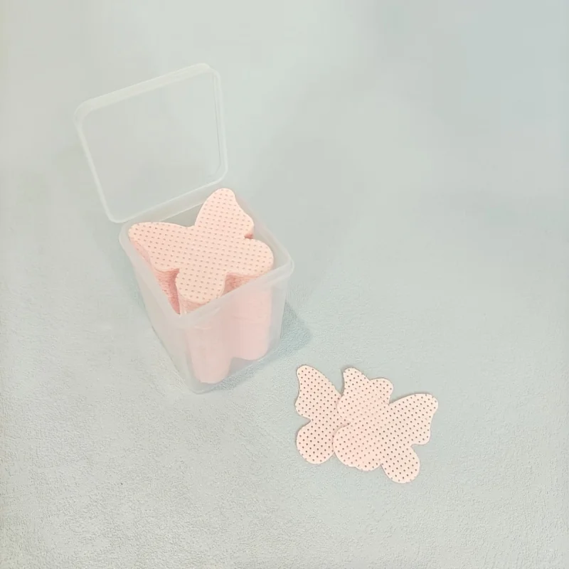 200pcs Heart-shaped/butterfly Shaped Flanneless Cloth Multi-color Nail Towel, Nail Polish Removing Pad Eyelash Lengthening Wet