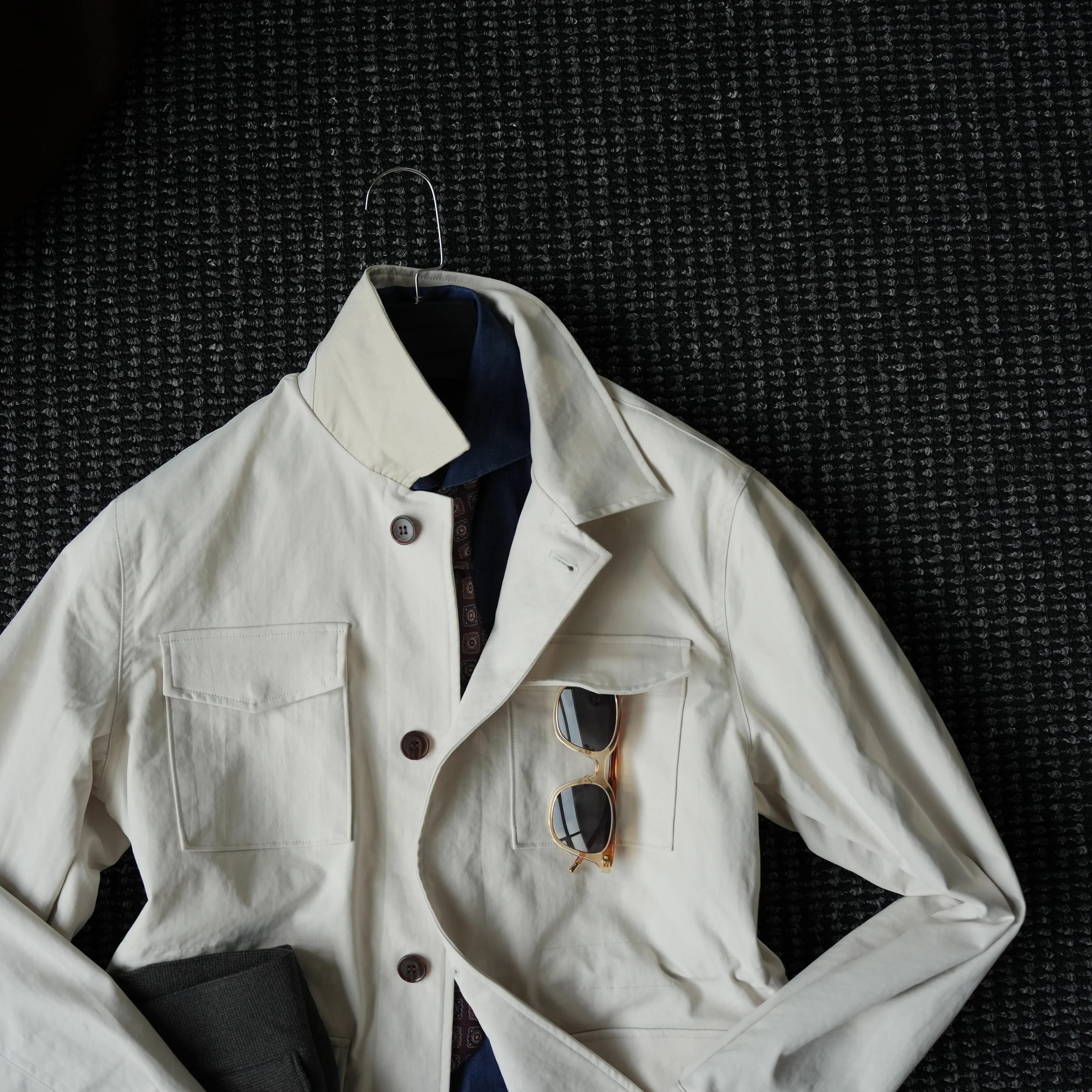 Haute couture trench coat material gentleman elegant retro hunting jacket men's fashion waist windproof jacket trend