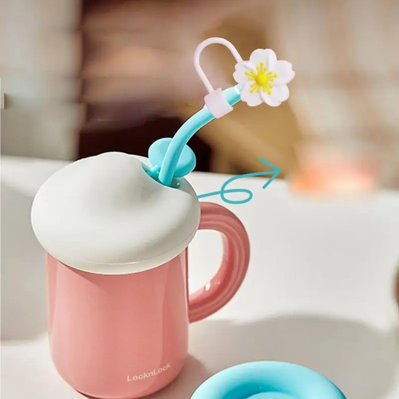 Airtight Straw Tips Leak Proof Stopper Cute Cartoon Flower Shape Splash Proof Plug Cover Drinking Dust Caps Protector For Cup