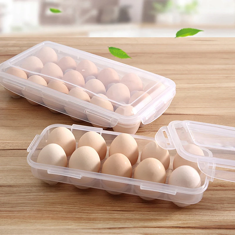 1/2pc 10Grids Egg Storage Box with Lid Kitchen Refrigerator Egg Container Fridge Eggs Organizer Tray Shock Impact Resistant Rack