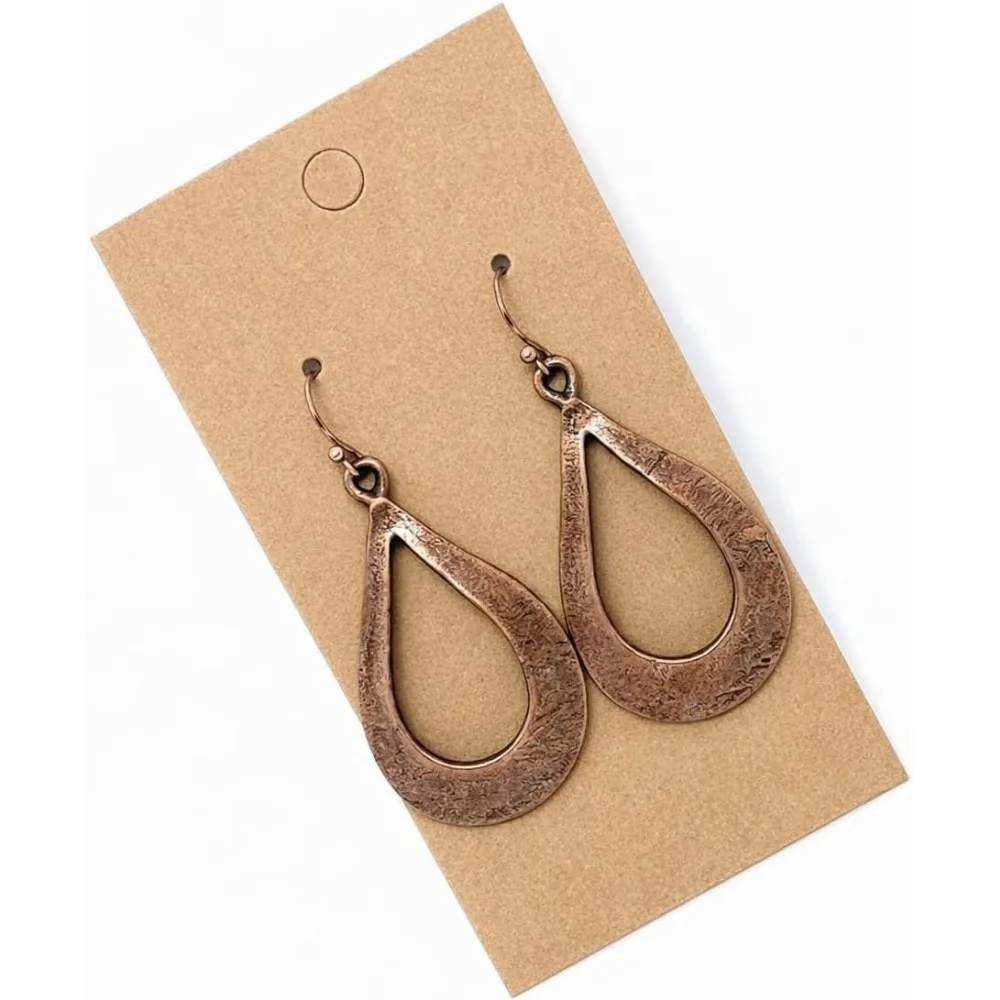 

Dreamy Boho Handmade Distressed Copper Teardrop Earrings for Women