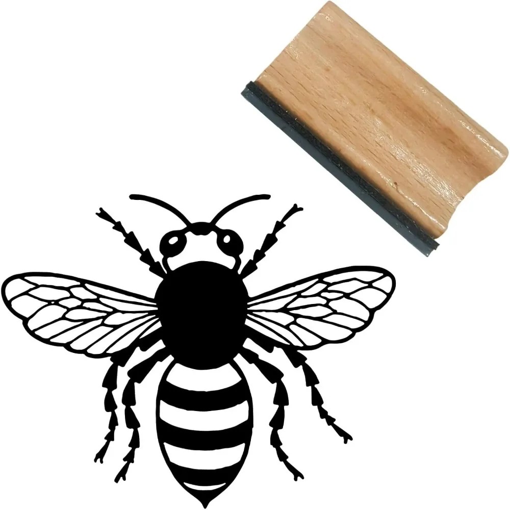 

Bee Wood Rubber Stamps 1.57in Small Wooden Reusable Vintage Cute Decor Funny Journaling Weeding Invitation