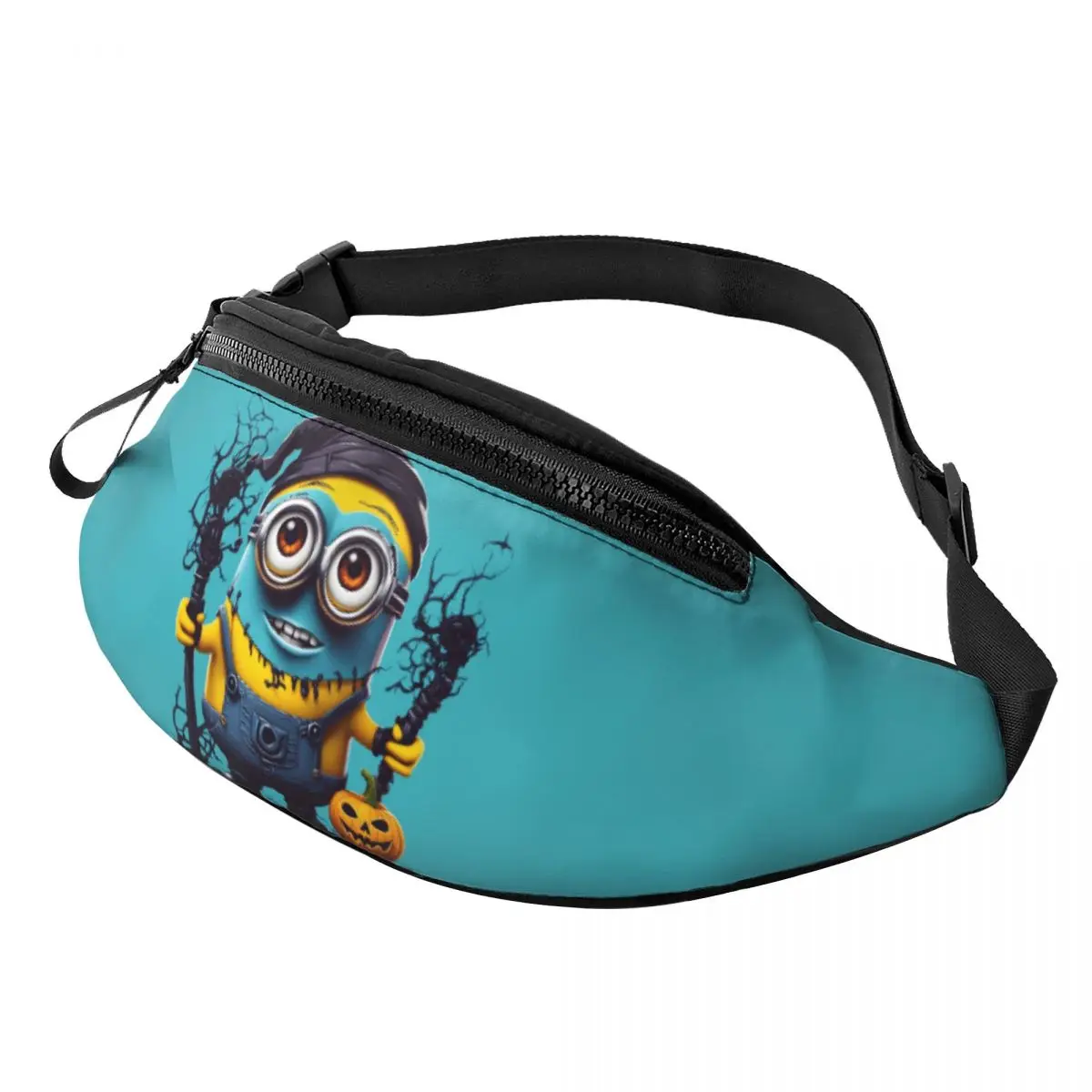 

Custom M-Minions Halloween Pumpkin Fanny Pack Women Men M-Minions Cartoon Crossbody Waist Bag for Hiking Phone Money Pouch