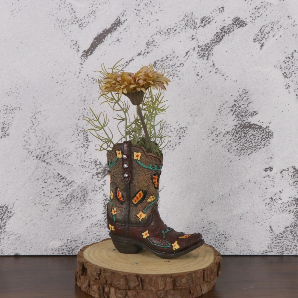 11,5 cm hohe, stiefelförmige kleine Vase, moderne Wohndeko, Blumenvase, Tischdekoration und Accessoires, Vintage-Cowboystiefel-Mini-Vase – Detail 7