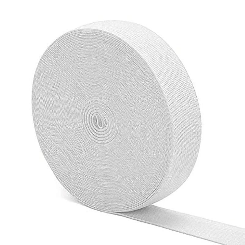 Banda elástica de costura blanca, carrete elástico de punto de 40M y 3/4 pulgadas, Material de correa de alta elasticidad para manualidades de costura, duradero