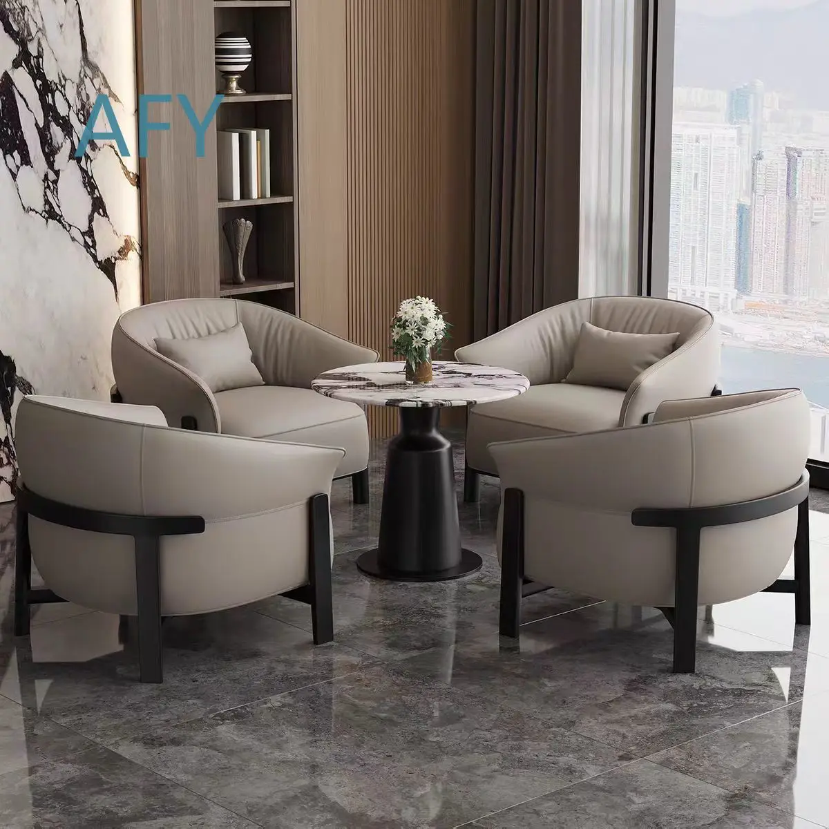 Modern Simple Light Luxury Sofa Chair for Home Office Cafe Dining Bar Reception Area Business Negotiation Lounge Seating
