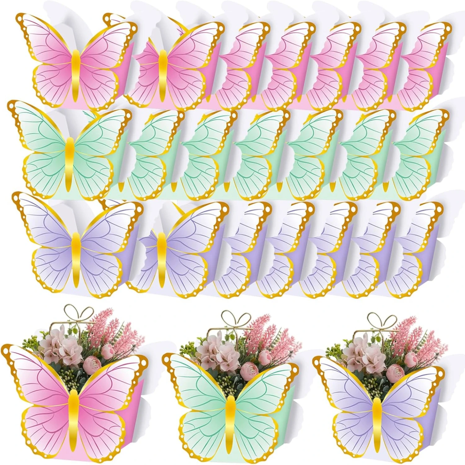 

Butterfly Theme Tea Party Table Decorations Birthday Party Dim Sum Bouquet Decoration Reusable Flower Theme Holiday Supplies