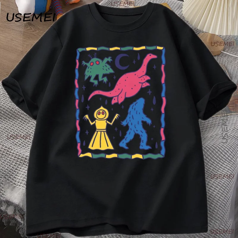 Colorful Cryptids T Shirt Man Woman Cute Animal Printed Tshirt Casual Cotton Round Neck Tshirt Harajuku Streetwear Clothes