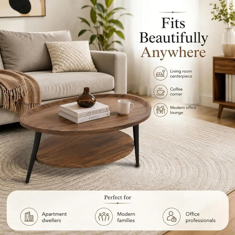 Industrial Style Coffee Table with Storage, Easy Assembly, 100x55x38cm for Living Room image 5