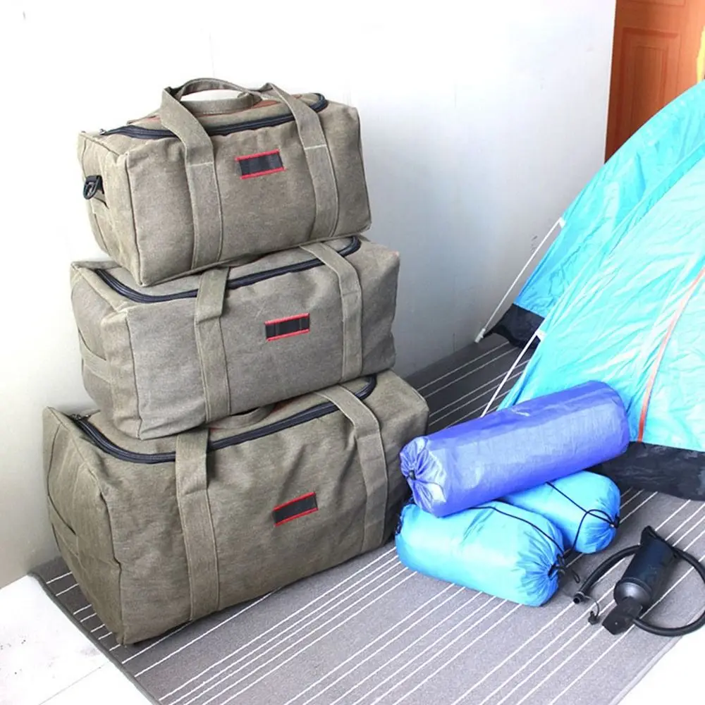 Practical Canvas Travel Bag Foldable Wear-resistant Luggage Moving Bag Large Capacity Tote Bag Men