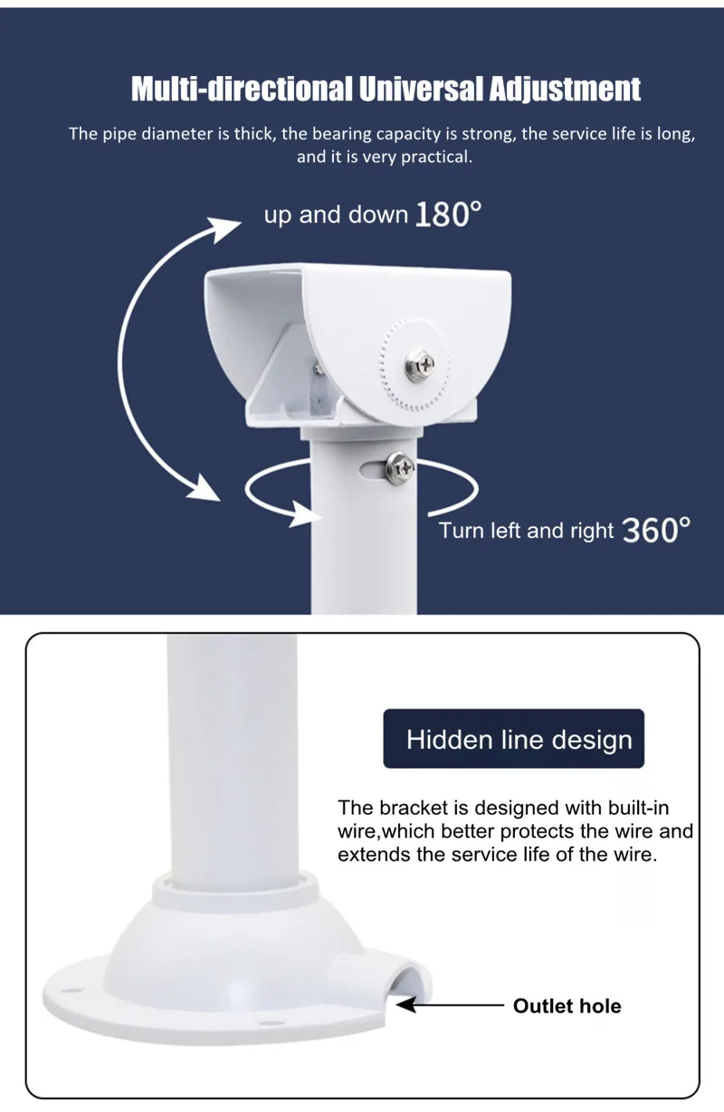 I-Type White Universal Monitoring Telescopic Bracket Bullet Security CCTV Camera Ceiling Mount Bracket Vertical Hoisting Support
