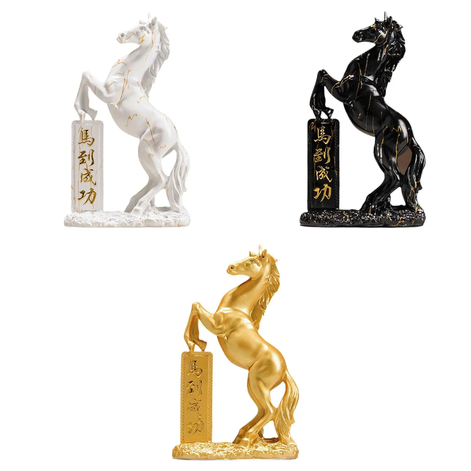 

Horse Statue Art Craft Elegant Feng Shui Table Decoration Resin Sculpture Decorative Horse Figurine for Bedroom Cabinet Bookcase