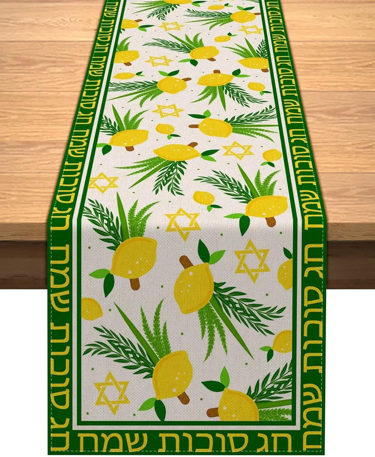 

Happy Sukkot Linen Table Runners Jewish Festival Party Decor Sukkah Etrog Lulav Table Runner Holiday Kitchen Dining Table Decor