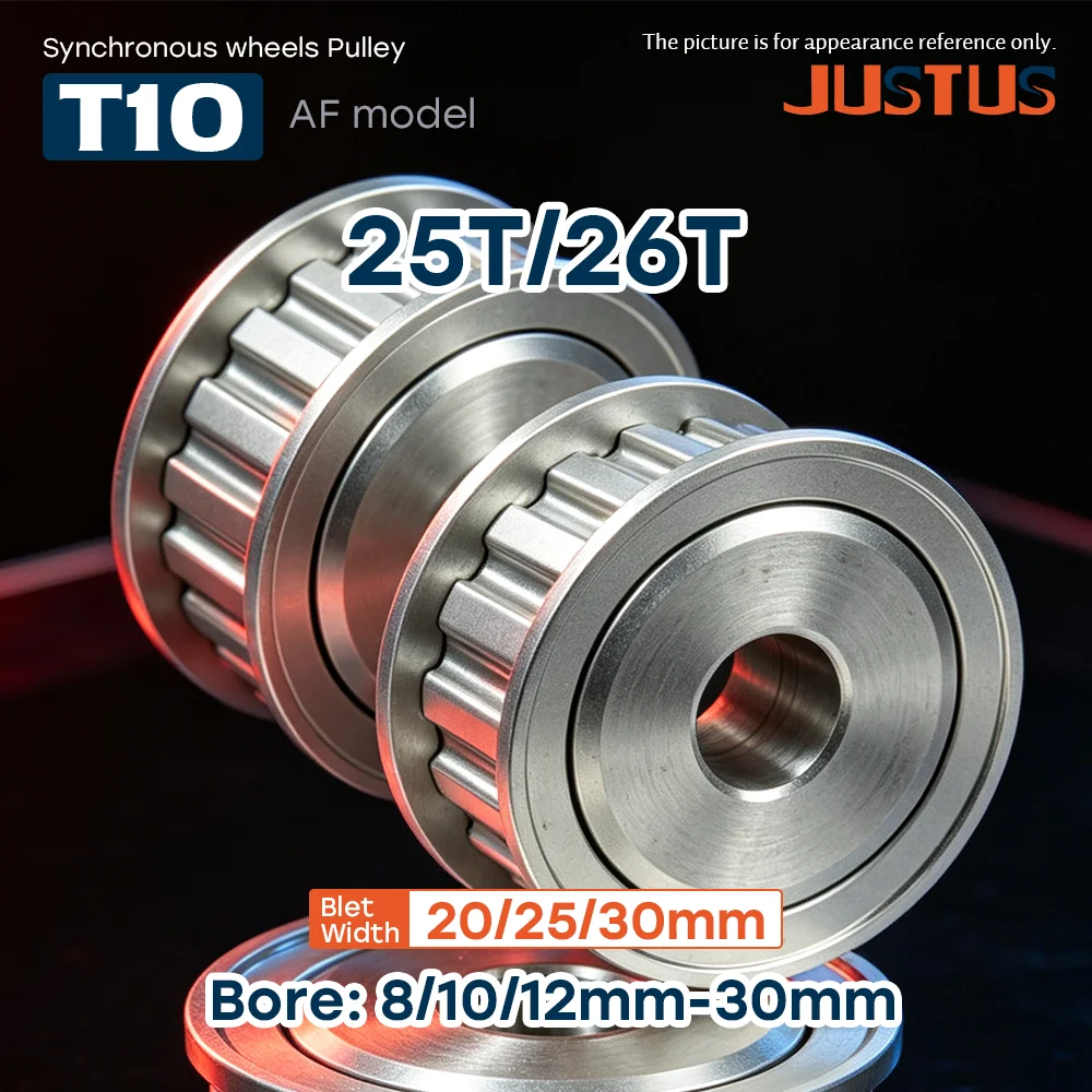 T10 AF-Form Synchron-Zahnriemenscheibe 25T/26T, Bohrung 8/10/12-30mm, für T10-Zahnriemen 20/25/30mm Breite, 10mm Zahnabstand