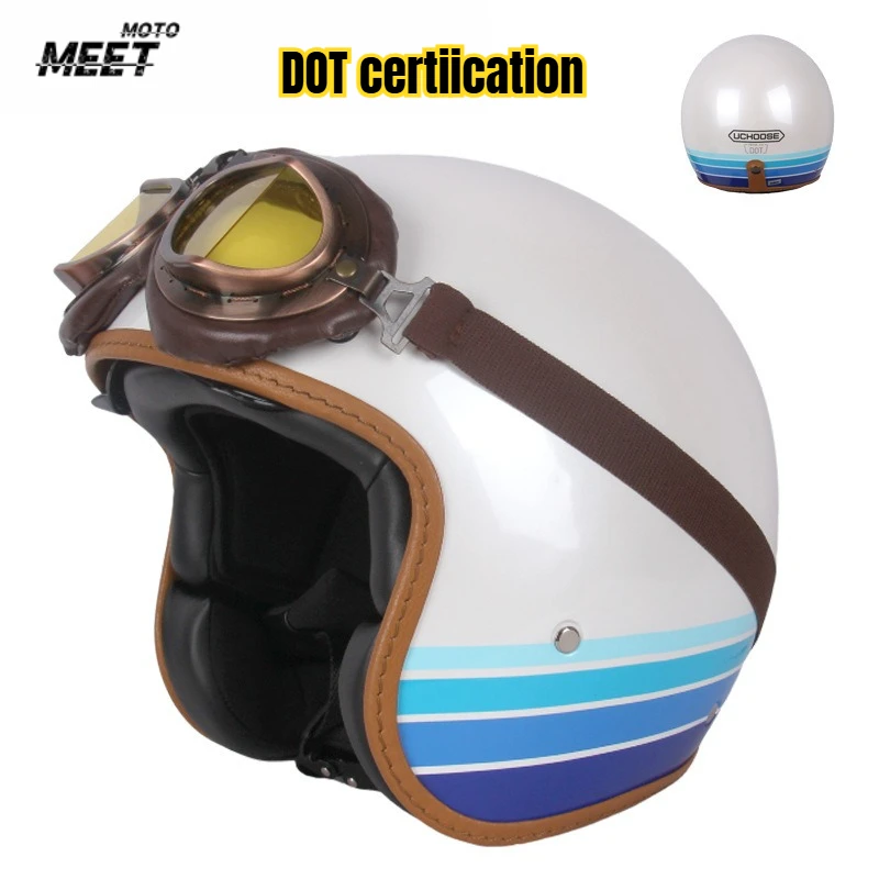 

DOT Certificated 3/4 retro helmet, motorcycle opening Vintage Motorcycle Helmet for Men Women, capacete aberto cascos para moto