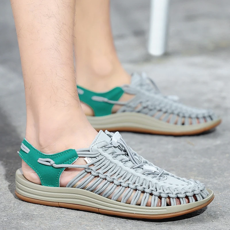 Summer Soft Soled Comfortable Sandals Men Quality Weaving Design Beach Breathable Casual Flats Sandals Trends Outdoor Sandals