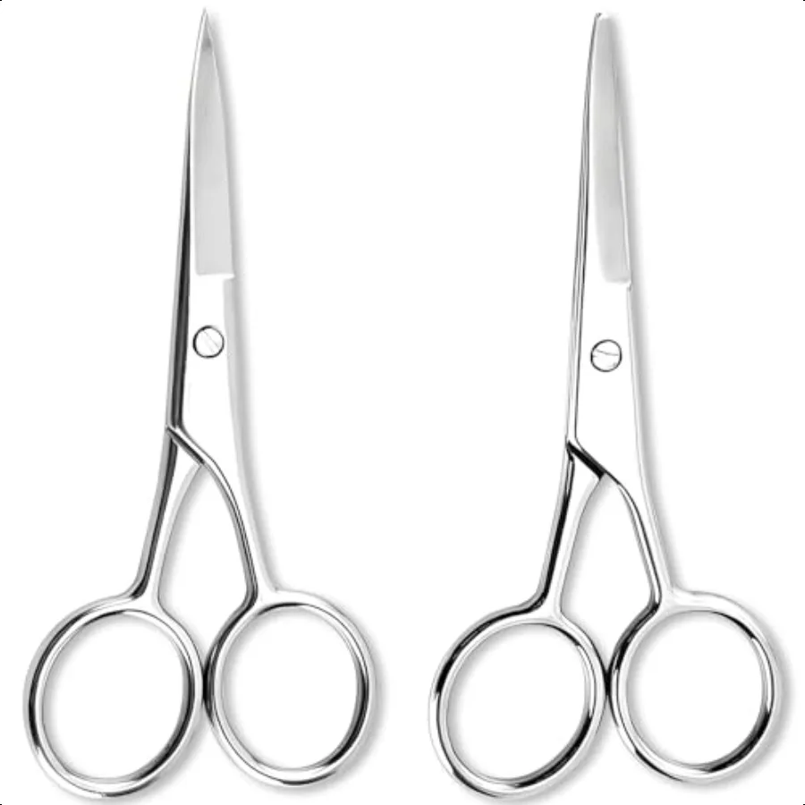 

Curved and Rounded Men's Facial Hair Scissors Stainl Steel Trimming Scissors for Mustache Nose Beard Eyebrows Eyelashes and Ear