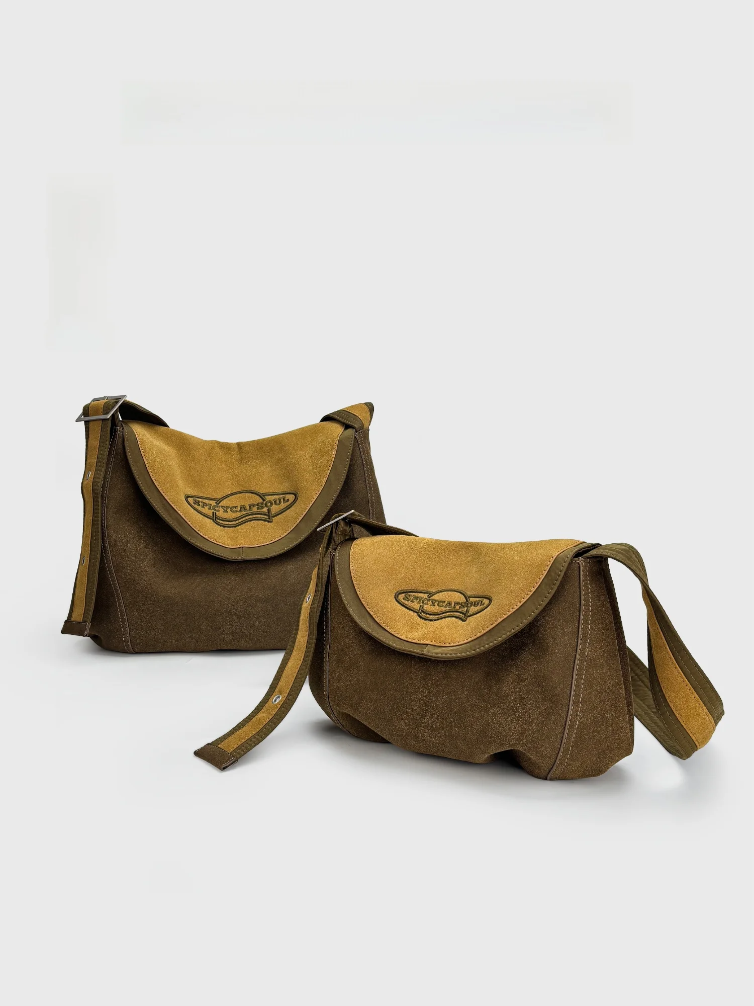SpicyCapSoul Frosted Fabric Waterproof Shoulder Crossbody Bag for Women Retro Artistic Style Single Shoulder Sling Bag
