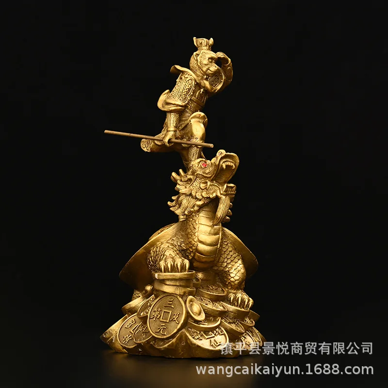 Bronze Sun Wukong Riding on Dragon Turtle Ornament, Bronze Monkey of the Great Sage, Fighting Against the Buddha, Living Room an