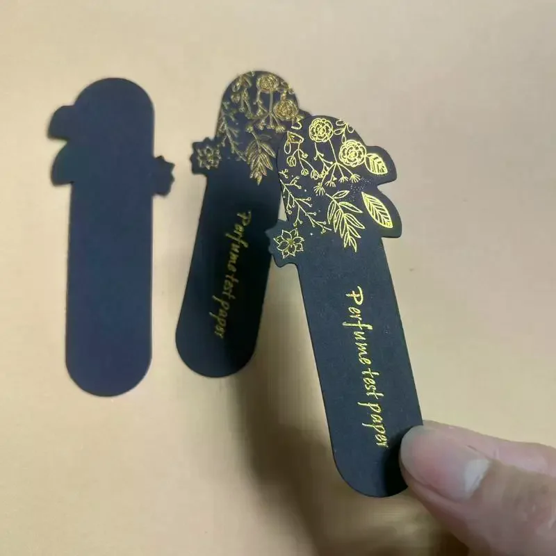 Black White Aromatherapy Fragrance Test Paper Strips Gold Floral Design High Absorption Testing