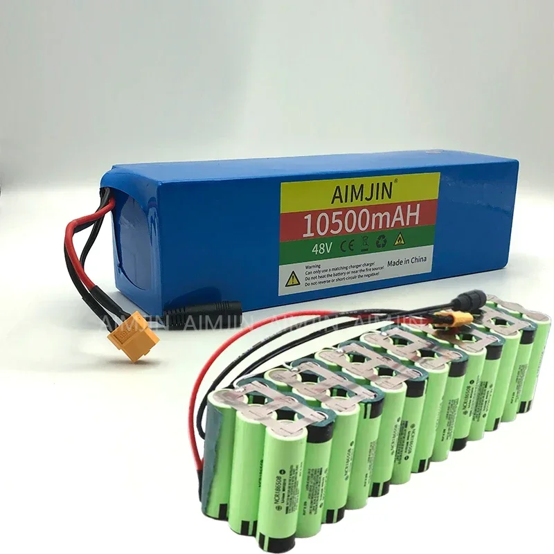 13S3P 48V 10500mAh 18650 lithium-ion battery pack with 1000W BMS, suitable for 54.6V Electric Scooter batteries XT60 JST plug