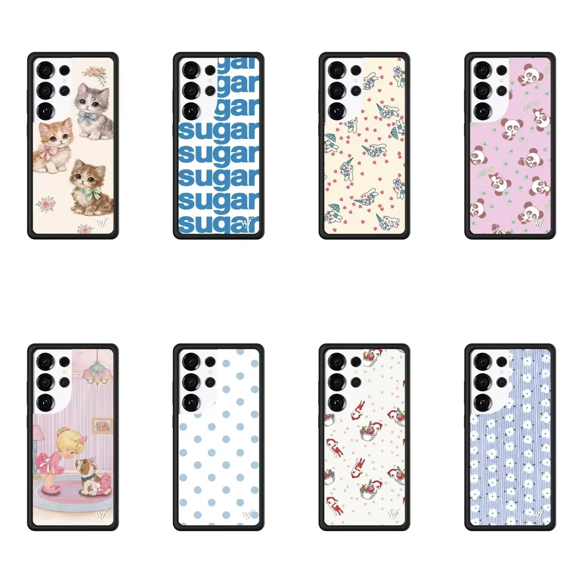 Wildflower ins Cute Cartoon Kitten Panda rabbit Phone Case Samsung S23 S24 S25 S26 Ultra S26 wf INS polka Dot shockproof Cover﻿﻿