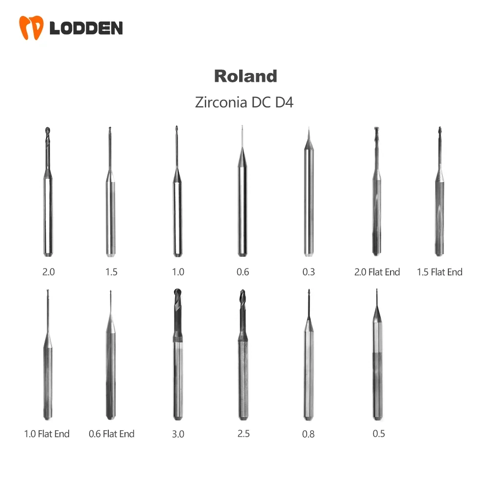 Roland DLC/DCG Wiertła dentystyczne do frezowania Wiertła z powłoką cyrkonową D4 Trzpień 50mm Długość Laboratorium dentystyczne Narzędzia szlifierskie