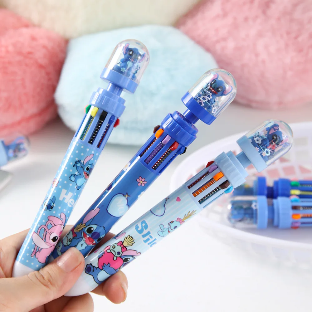 Random 1/2pc of Disney Stitch Themed 10-Color Ballpoint Pens, Diary Oil-Based Marker Pens, Student Stationery for Study school - view 5