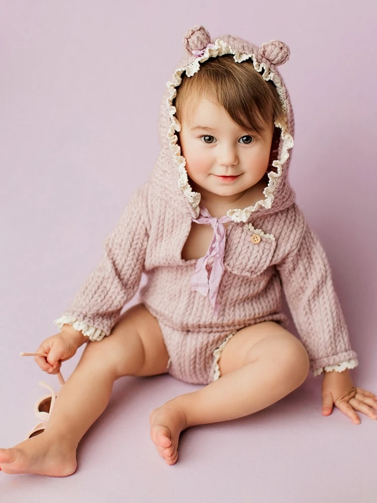 newborn-photography-props-baby-girl-lavender-knitted-hooded-romper-bear-ears-bow-outfit-infant-photoshoot-clothes-cozy-romper