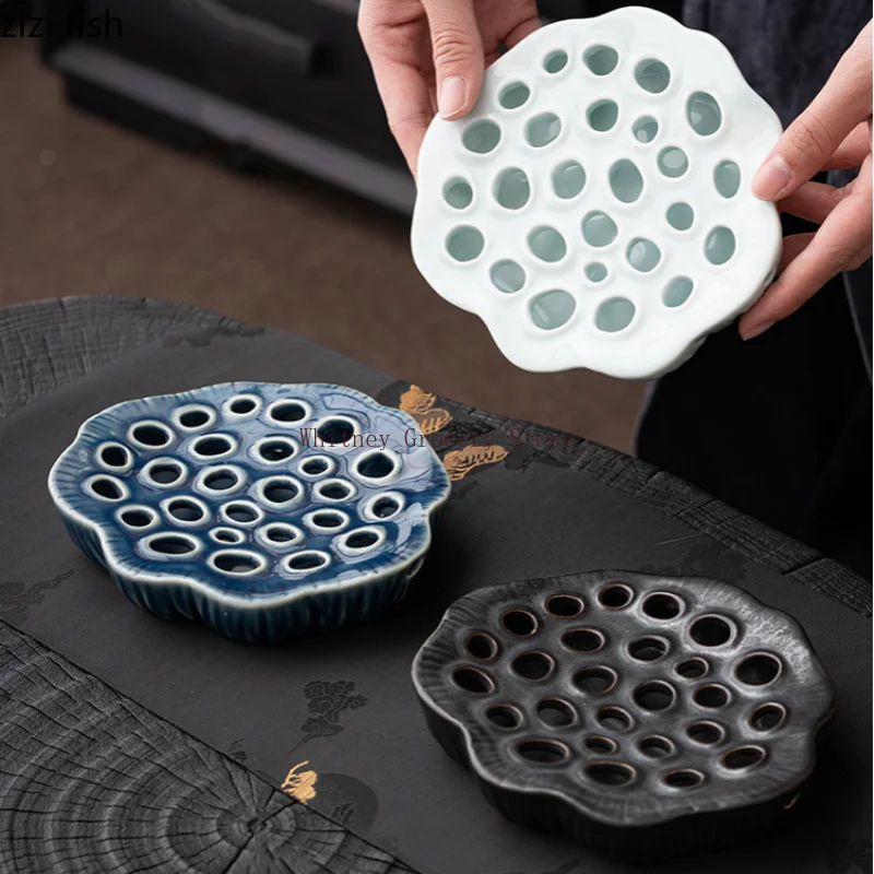 Lotus Pot Holder Ceramic Tea Tray Tea Making Platform Teas Pot Base Teapot Mat Teapot Holder Kung Fu Teas Set Accessories