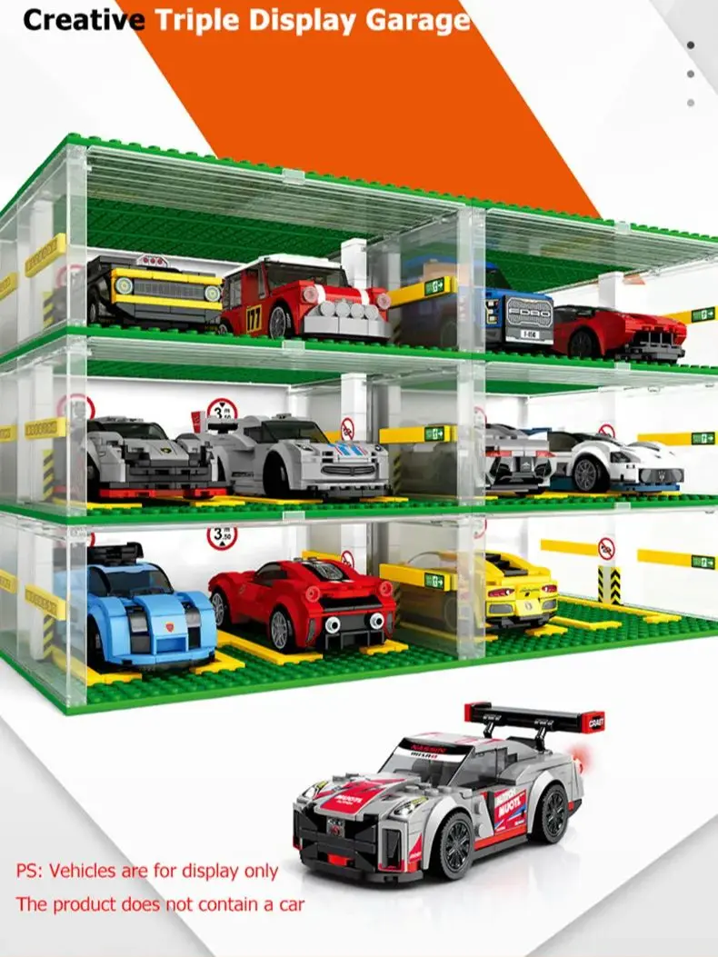 SEMBO BLOK DIY Sportwagen Garage Bouwstenen Technologie Racing Voertuig Opslag Vitrinekast Bakstenen Kinderen Speelgoed Jongens Geschenken - afbeelding 2