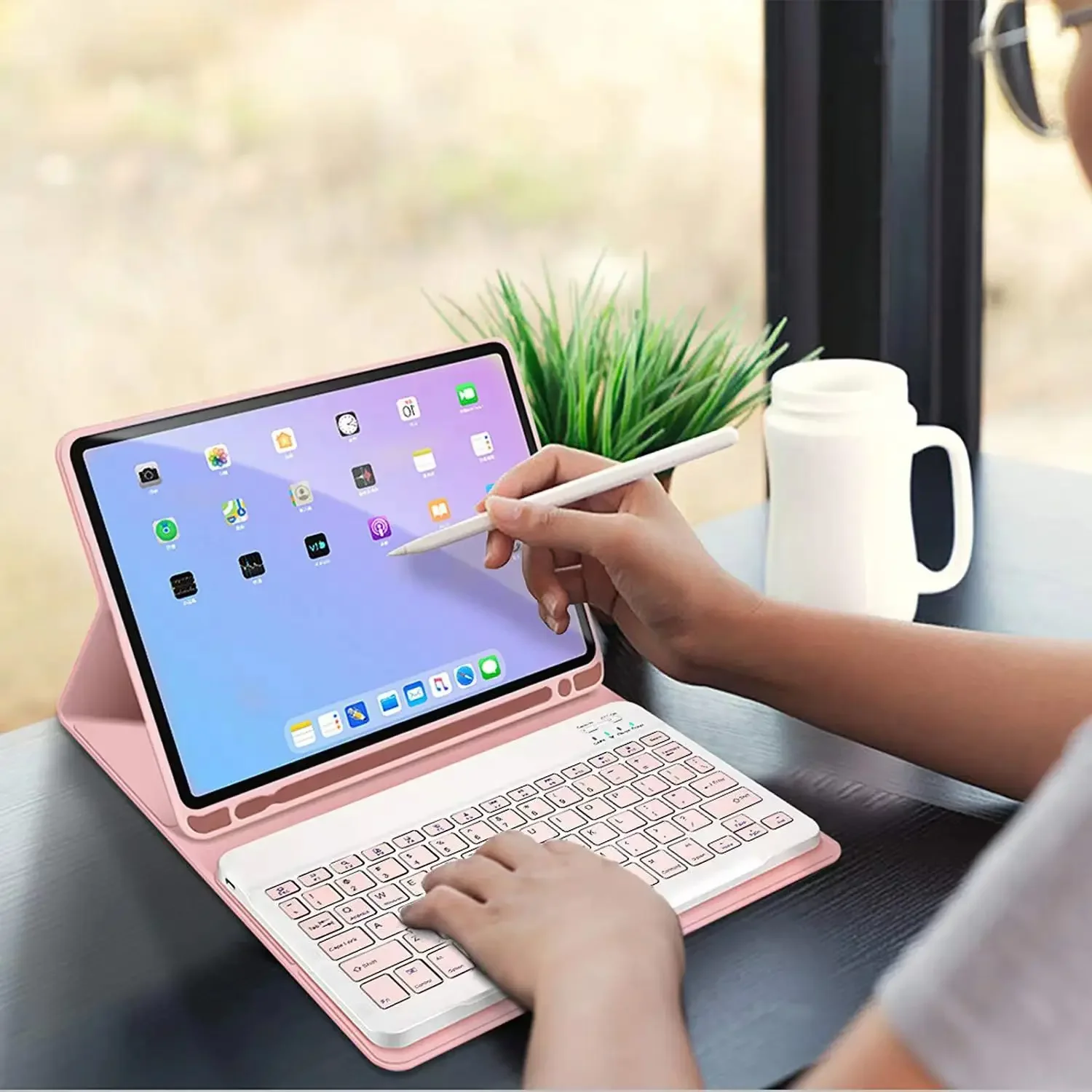 Case For iPad 7th 2019 8th 2020 9th 2021 10.2 inch, Detachable Bluetooth Keyboard Cover for iPad Air 3rd Pro 10.5 inch