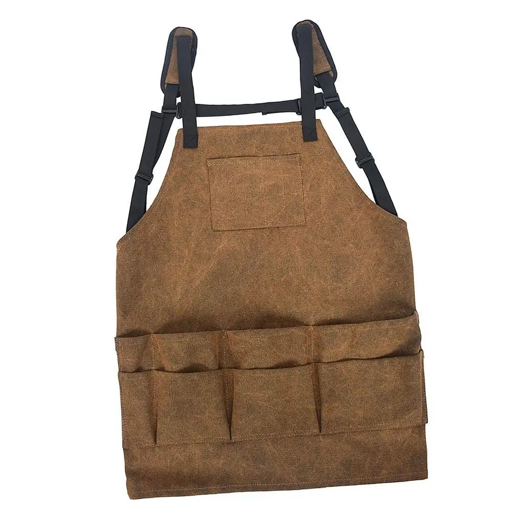 Canvas Bib Apron Pockets Woodworking Gardening Craft Mechanic Tools Apron