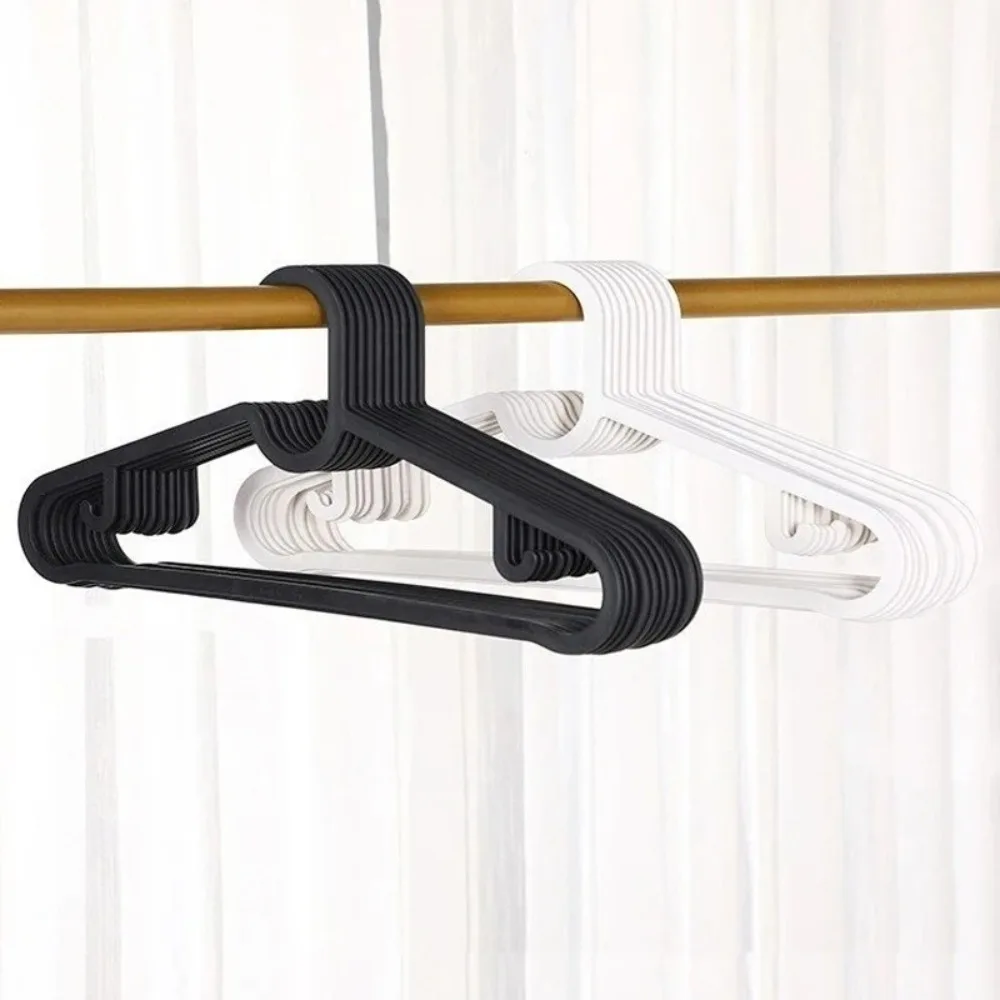 10 Pcs Portable Non-slip Clothes Hanger Black/White Adult Size Household Clothes Rack Plastic Clothing Storage Rack