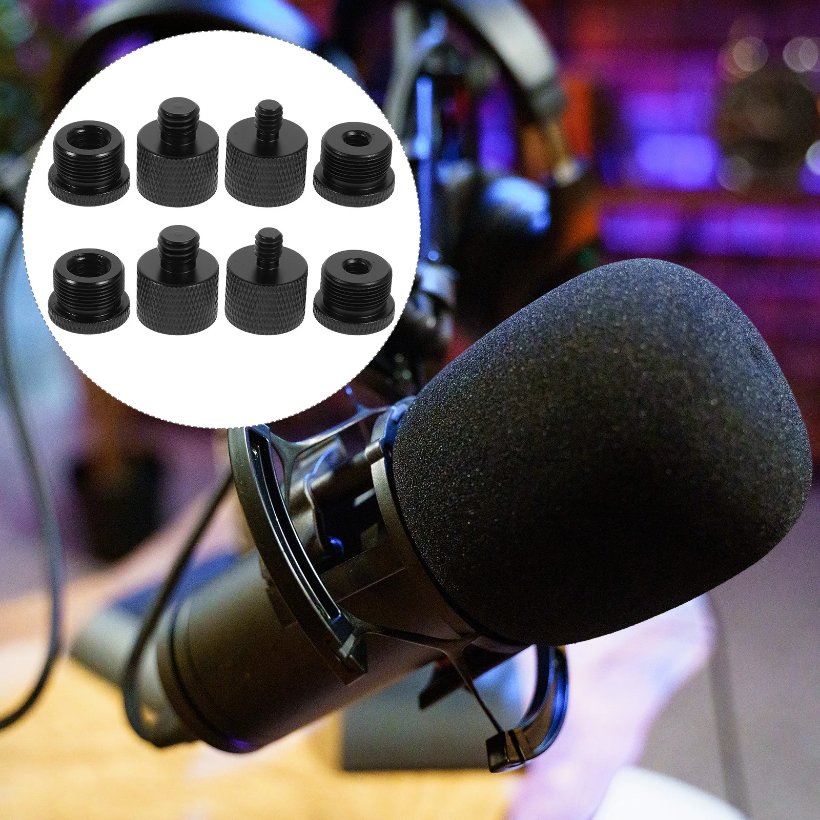 

1 set Microphone Mount Clamp Aluminum Alloy Matte Finish Mic Stand Adapter For Tripod Camera Recorder Stands 1/4 Female To 5/8