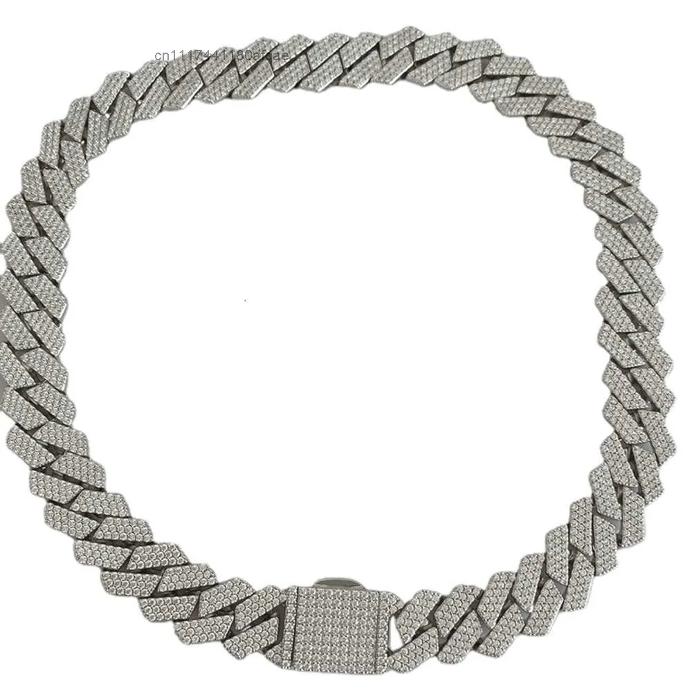 Lifeng Jewelry Ready to Ship Hip Hop Men 17mm 20inch Gold Plated Iced Out Moissanite Cuban Chain Necklace.