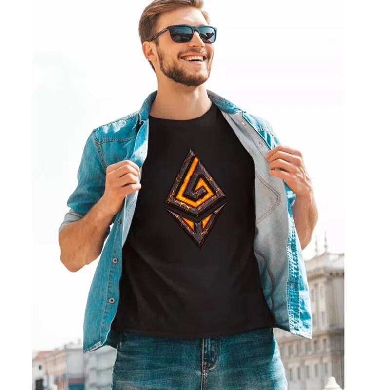 Ethereum Ether ETH Blockchain Cryptocurrency Crewneck TShirts Crypto Etherium Distinctive Men's T Shirt Fashion Hipster Clothing