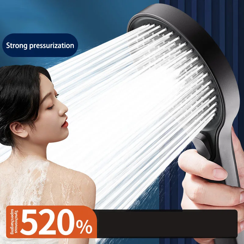 High Pressure 13cm Shower Head Black 3 Modes Water Saving Spray Nozzle Massage Rainfall Shower Bathroom Accessories New