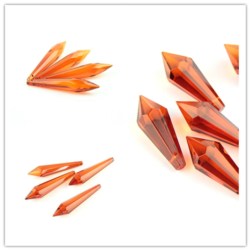 

Orange Color 38mm/63mm/76mm Glass Icicle Chandelier Drops Crystal Chandelier Parts Crystal Prism Drop Pendant