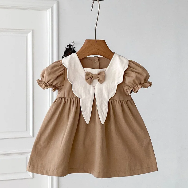 light brown baby dress Genevieve Dress || Golden by Noralee – Pi Baby Boutique main image 1