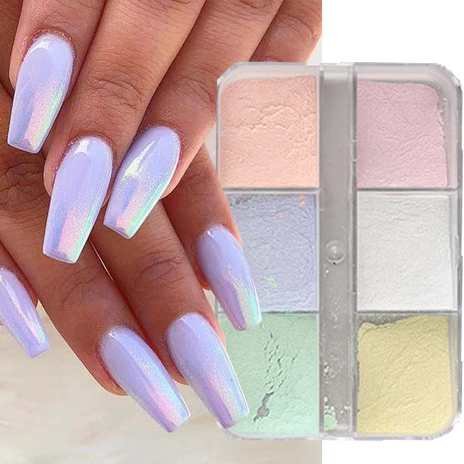 Poudre pour ongles miroir au clair de lune, Pigments métalliques effet chromé, vernis Gel, poussière Laser, paillettes, aurore, perle brillante, manucure Dec