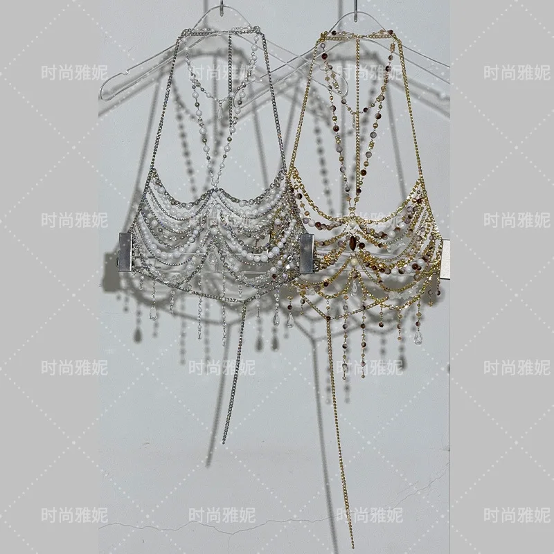 New Bust Jewelry Body Chain Hottie Tassel Bra Trendy Bikini Party Backless Neck Pendant Beaded Bustier