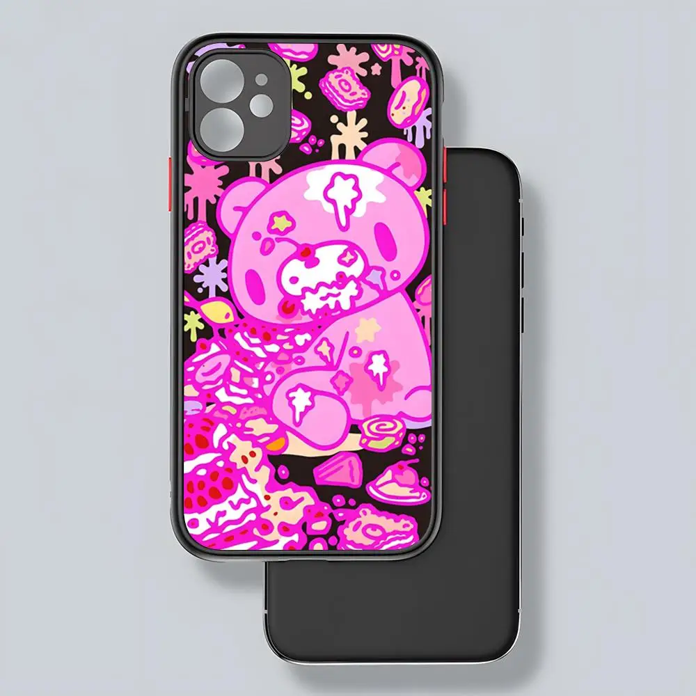 MINISO-Cartoon Gloomy Bear Phone Case Matte Transparent For 16 15 IPhone 12 11 13 Pro Max X XR 8 Plus Back Cover